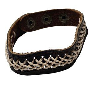 Boho Braided Leather Snap Bracelet Adjustable Fit Rugged Fashion Jewelry Unisex